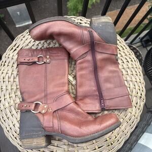 Merrell Shiloh Peak Women's 7 Brown Leather Stacked Heel Motorcycle Boots